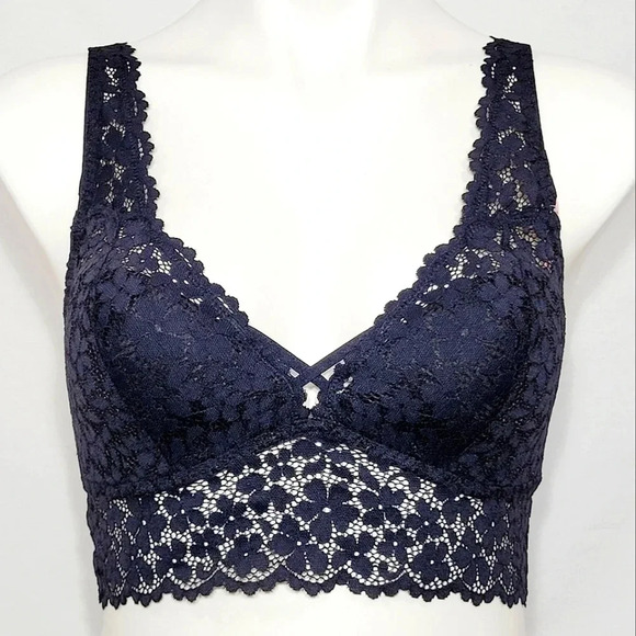 LARGE Jezebel 17139 Maeve High Apex Wirefree Bralette w/Fixed Cup Black NWT - Picture 1 of 4